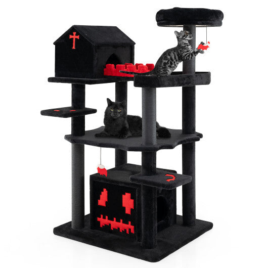 Gothic Cat Tree 49 Inch Tall Cat Tower 6-Tier Cat Activity