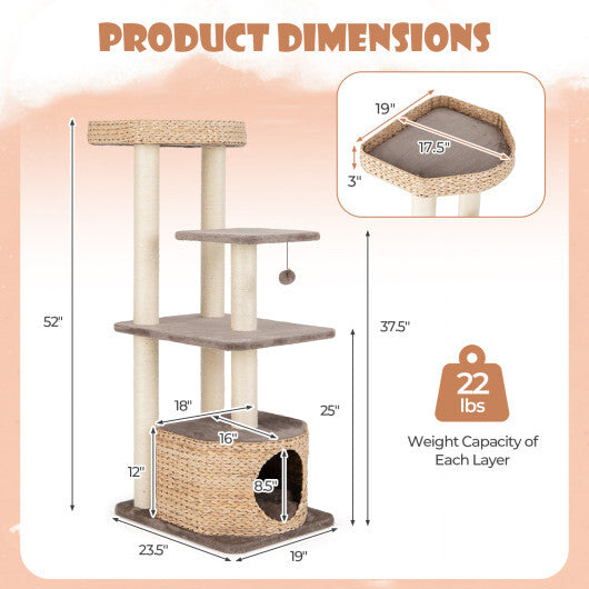 4-Layer Cat Tower with Scratching Posts Condo and Washable