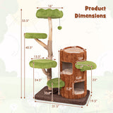 Multi-Level Cat Tree with Double Decker Cat House and Sisal Panel