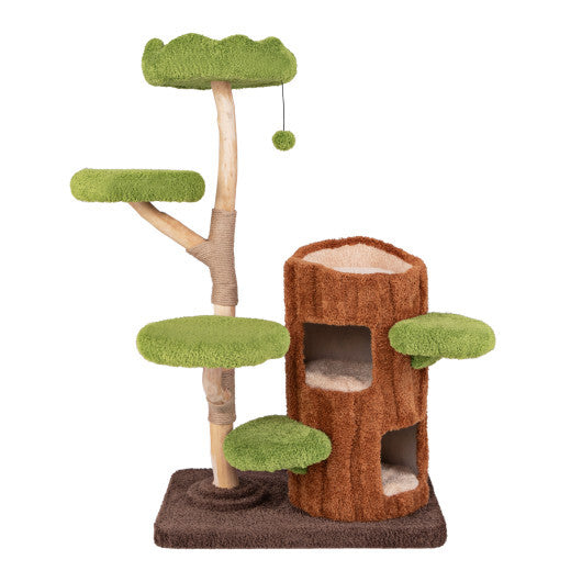 Multi-Level Cat Tree with Double Decker Cat House and Sisal Panel