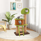 Cute Cat Tree for Indoor Cats with Mushroom-shaped Nest Condo and Climbing Ladder-Green - Color: Green