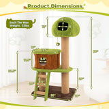 Cute Cat Tree for Indoor Cats with Mushroom-shaped Nest Condo and Climbing Ladder-Green - Color: Green