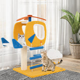 Indoor Small Aviation-Themed Cat Tree Cat Tower with Helicopter