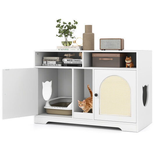 43 Inches Cat Litter Box Enclosure, White