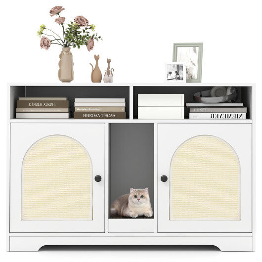 43 Inches Cat Litter Box Enclosure, White