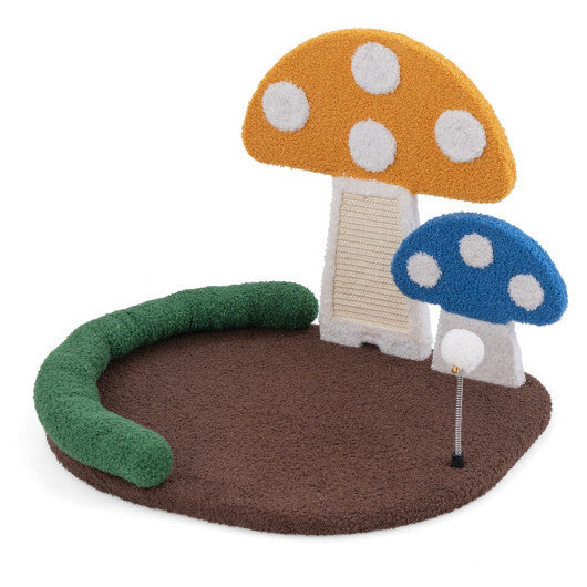 Mushroom Cat Bed Cat Claw Scratcher with Wide Bed and Sisal