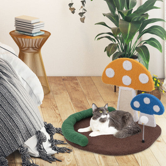 Mushroom Cat Bed Cat Claw Scratcher with Wide Bed and Sisal