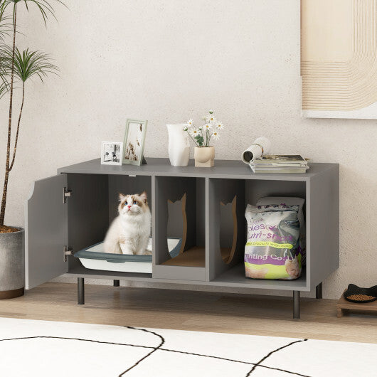 40 Inch Cat Litter Box Enclosure for 2 Cats Hidden Cat Washroom, Gray