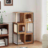 Modern Cat Tree Cat House with Metal Frame and Scratching Posts