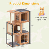Modern Cat Tree Cat House with Metal Frame and Scratching Posts