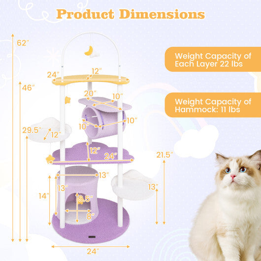 Large Cat Tower with Metal Frame and Jumping Platforms