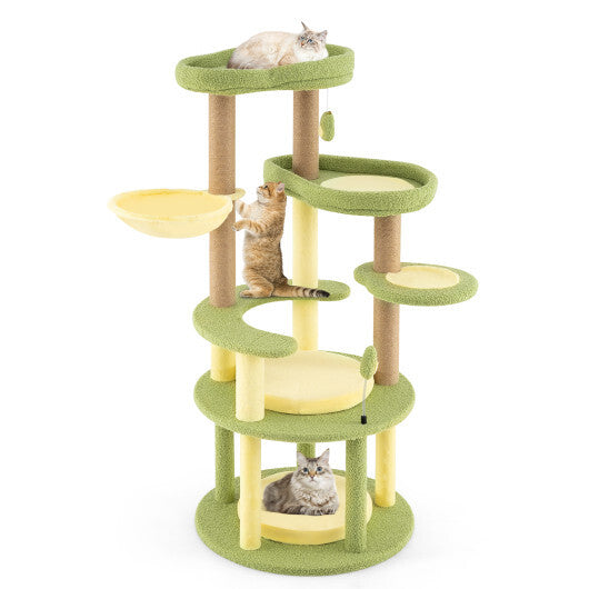 Multi-Level Cat Tree Avocado Theme Cat Tower with Wide Perch