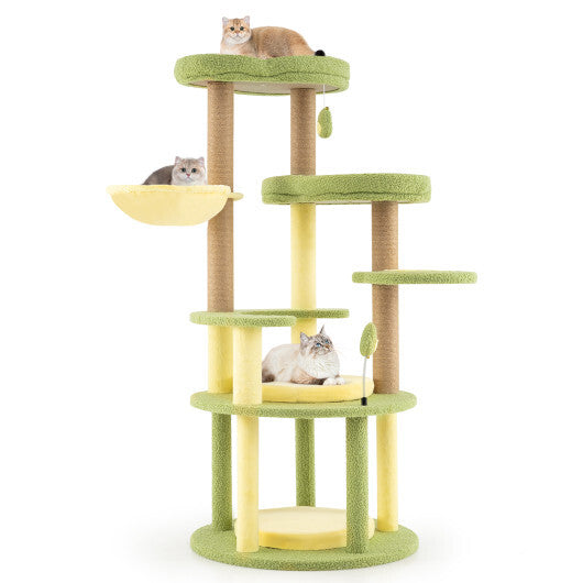 Multi-Level Cat Tree Avocado Theme Cat Tower with Wide Perch