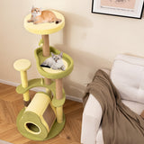 Freestanding Multi-Level Avocado Cat Tower with Private Condo