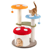 35 Inch Tall Cat Tower with Sisal Scratching Posts Cat Condo