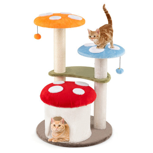 35 Inch Tall Cat Tower with Sisal Scratching Posts Cat Condo