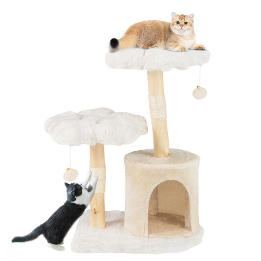 Cute Solid Wood Cat Tree Natural Branch Modern Flower Cat Tower