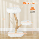 Modern Wooden Cat Tree Tower with Perch and Natural Jute Scratching Posts-White - Color: White