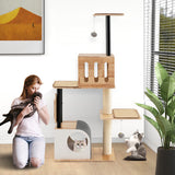 Modern Tall Cat Tower with Double Condos with Dangling Balls