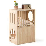 2-Tier Wooden Cat Condo Indoor Symmetrical Cat House