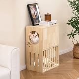 2-Tier Wooden Cat Condo Indoor Symmetrical Cat House