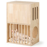 2-Tier Wooden Cat Condo Indoor Symmetrical Cat House