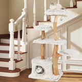 Modern Cat Tree 53 Inch Tall Natural Branch Wooden Cat Tower