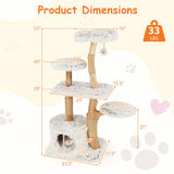 Modern Cat Tree 53 Inch Tall Natural Branch Wooden Cat Tower
