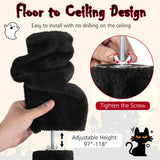 Floor to Ceiling Gothic Cat Tree 97-118 Inches Adjustable 5-Tier with Condo-Black