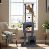 64 Inch Tall Cat Tree with 2 Large Condos and Jute Scratching Posts for Indoor Adult Cats-Dark Grey - Color: Dark Gray