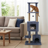 64 Inch Tall Cat Tree with 2 Large Condos and Jute Scratching Posts for Indoor Adult Cats-Dark Grey - Color: Dark Gray