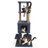 64 Inch Tall Cat Tree with 2 Large Condos and Jute Scratching Posts for Indoor Adult Cats-Dark Grey - Color: Dark Gray