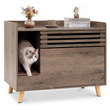 Cat Litter Box Enclosure with Flip-down Opening Door, Brown