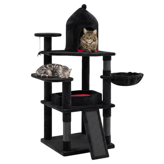 50 Inch Gothic Multi-level Cat Tree with House for Indoor Cats