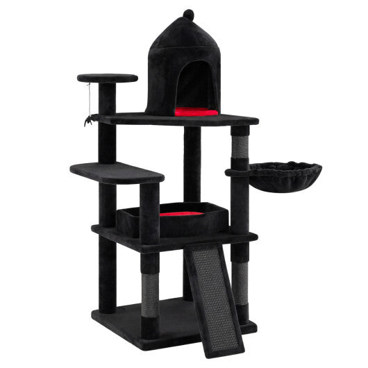 50 Inch Gothic Multi-level Cat Tree with House for Indoor Cats