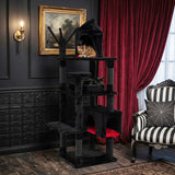 70 Inch Gothic Cat Tree for Indoor Cats with Castle and House