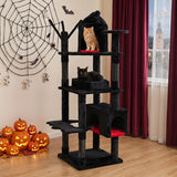 70 Inch Gothic Cat Tree for Indoor Cats with Castle and House