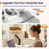 360? Rotating Cat Desk Bed for Indoor Cats with Removable Perch-White