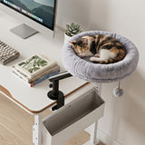 360? Rotating Cat Desk Bed for Indoor Cats with Removable Perch-White