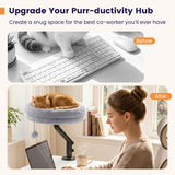 360? Rotating Cat Desk Bed for Indoor Cats with Removable Perch-White