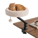 360? Rotating Cat Desk Bed for Indoor Cats with Removable Perch-White