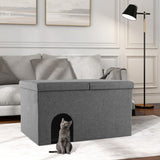 3-in-1 Cat Litter Box Enclosure with Removable & Movable Divider for Pets-Beige