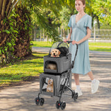 Double Pet Stroller Foldable 3-In-1 Dog Stroller