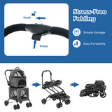 Double Pet Stroller Foldable 3-In-1 Dog Stroller