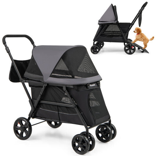 Dog Stroller for Medium Small Senior Elderly Dogs with Dual Entry