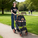 3-In-1 Foldable Pet Stroller with Sun Shade and Safety Belt