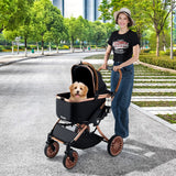 3-In-1 Foldable Pet Stroller with Sun Shade and Safety Belt