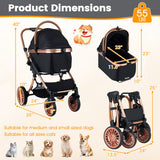 3-In-1 Foldable Pet Stroller with Sun Shade and Safety Belt