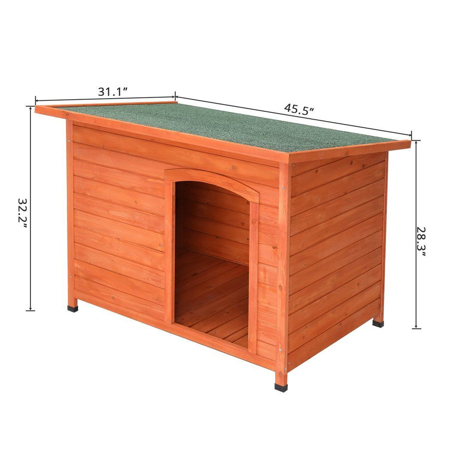 Waterproof Wood Dog House Pet Shelter Natural Wood Color L