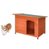 Waterproof Wood Dog House Pet Shelter Natural Wood Color L
